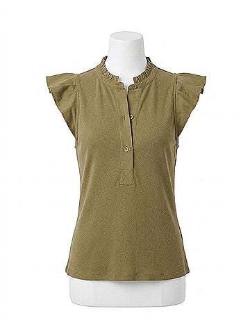 Ramy Brook Monroe Cotton Flutter Sleeve Top in Light Loden (view 1)