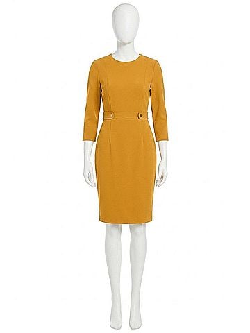 London Times Quarter Sleeve Button Waist Sheath Dress in Mustard (view 1)