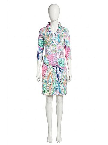 Gretchen Scott Designs Ruffneck 3/4 Sleeve Dress in Brights (view 1)