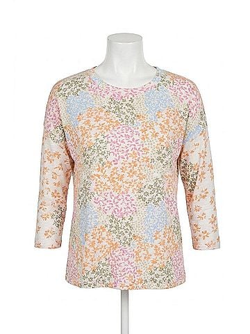 Tribal 3/4 Sleeve Crew Neck Top in Daffodil (view 1)