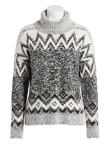 Tribal Turtleneck Intarsia Sweater - Plus in Black (view 1)