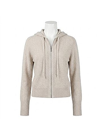 Kinross Zip Hoodie in Almond (view 1)