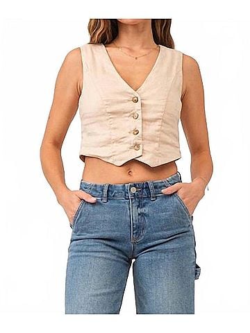 Dear John Norris Button Front Vest in Peach Flesh (view 2)