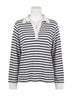 Bobi Stripes Blue Long Sleeve Polo Tee in Stripe Size L - photo 1