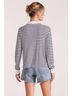 Bobi Stripes Blue Long Sleeve Polo Tee in Stripe Size L - photo 3