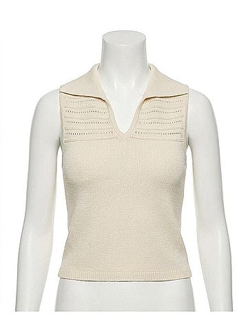 French Connection Open Stripe Sweater Top in Beige (view 1)
