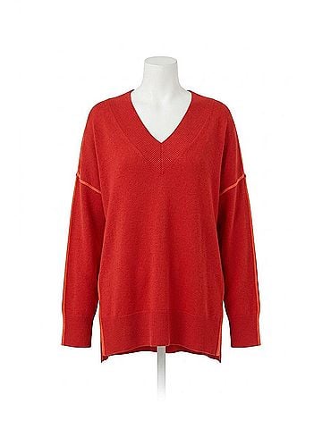 Essentiel Antwerp Inside Long Sleeve Sweater in Red With Orange Detail (view 1)