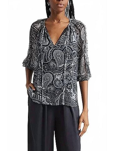 Ramy Brook Selva Paisley Top in Black (view 2)