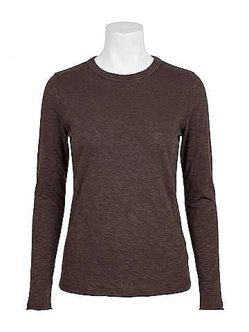 Lilla P Long Sleeve Bias Crewneck Tee in Espresso (view 1)