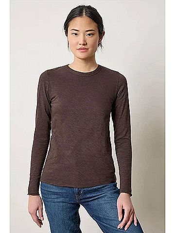 Lilla P Long Sleeve Bias Crewneck Tee in Espresso (view 2)