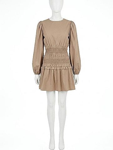 Adelyn Rae Nola 3/4 Sleeve Smocked Mini Dress in Mocha (view 1)