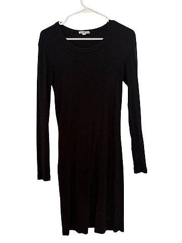 James Perse Black Ribbed Dress Casual Dress (view 1)