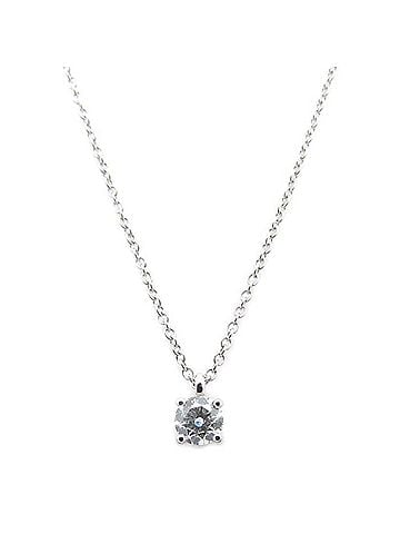Tiffany & Co. TIFFANY&amp;Co. Tiffany Solitaire Necklace, Single Diamond, Pt950, Women's, 295686 (view 1)