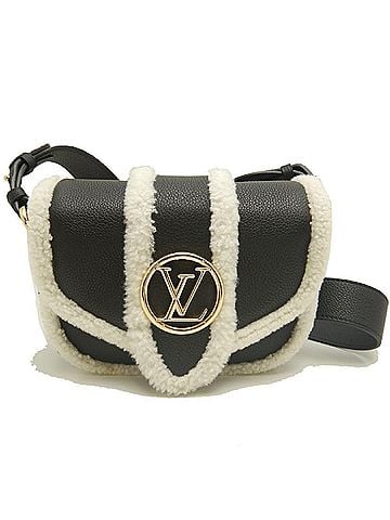 Louis Vuitton LOUIS VUITTON LV Pont Neuf Soft PM Grain Calf Shearling Shoulder Bag M58971 Noir White Women's 253934 (view 1)