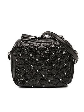 Valentino Quilted Crinkled Leather Rockstud Double Zip Camera Bag (view 1)