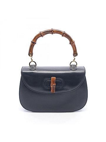 Gucci Gucci Bamboo Handbag, Leather, Women's, Navy Blue, 000460633 (view 1)