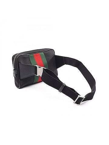Gucci Gucci Sherry Line Waist Bag, Body Handbag, Canvas, Leather, Men's &amp; Women's, Black, Green, Red, 630919 (view 2)