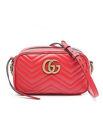 Gucci Gucci GG Marmont Shoulder Bag/Handbag, Leather, Women's, Red, 447632 (view 1)