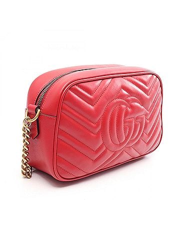 Gucci Gucci GG Marmont Shoulder Bag/Handbag, Leather, Women's, Red, 447632 (view 2)