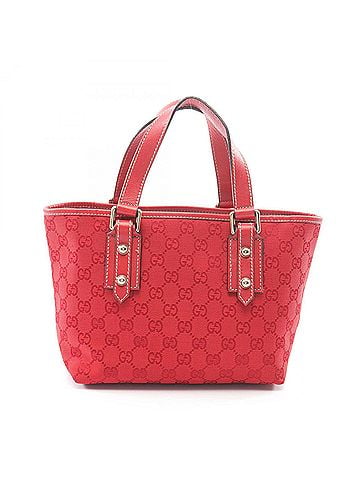 Gucci Gucci GG Canvas Tote Bag Handbag Leather Women's Red 257249 (view 1)