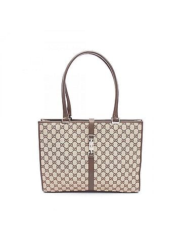 Gucci Gucci GG Canvas Tote Bag Handbag, and Leather, Women's, Beige/Brown, 002?1074 (view 1)
