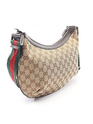 Gucci Gucci GG Canvas Shoulder Bag/Handbag, and Leather, Women's, Beige/Brown, 181092 (view 2)