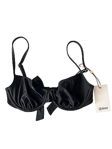Quince Quince Italian Demi Bikini Top in Black Swimsuit Top (view 1)