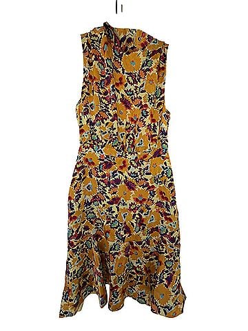 Saloni Fleur Gathered Floral-Print Silk-Satin Mini Dress in the "Saffron" . Cocktail Dress (view 1)