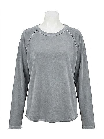 Umgee Mineral Washed Raw Hem Top in Grey (view 1)