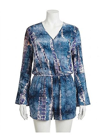Umgee Tie Dye Romper - Plus in Blue Mix (view 1)