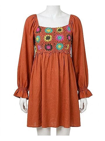Umgee Ellie Crochet Dress in Orange Multi (view 1)