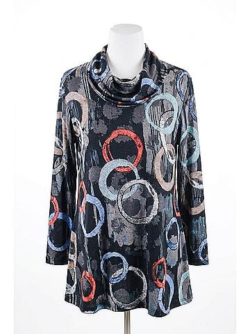 Jess & Jane French Brushed Mock Neck Knit Tunic in Multi (view 1)