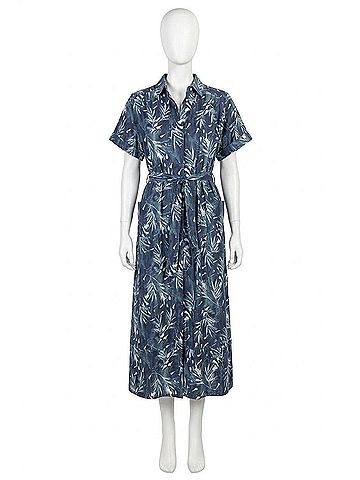 Lilla P Maxi Button Down Dress in Petrol/Ivory Print (view 1)
