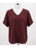 Entro Red Solid V-Neck Top in Burgundy Size XL - photo 1