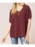 Entro Red Solid V-Neck Top in Burgundy Size XL - photo 2