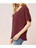 Entro Red Solid V-Neck Top in Burgundy Size XL - photo 4