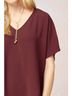 Entro Red Solid V-Neck Top in Burgundy Size XL - photo 5