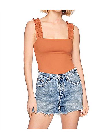 Susana Monaco Ruffle Strap Top in Umber (view 2)