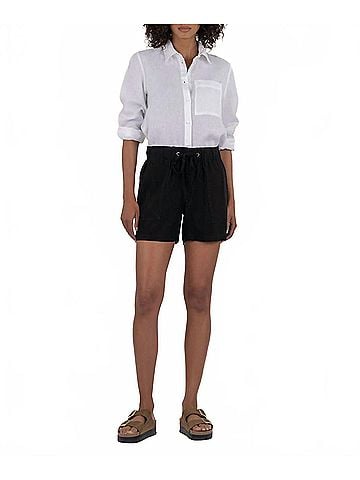 Kut from the Kloth Katana High Rise Drawstring Shorts in Black (view 2)