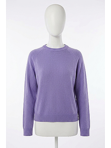 Minnie Rose Women's Cotton Cashmere Jewel Neck Sweater in Lilac Frost (view 1)