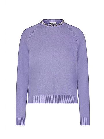 Minnie Rose Women's Cotton Cashmere Jewel Neck Sweater in Lilac Frost (view 2)