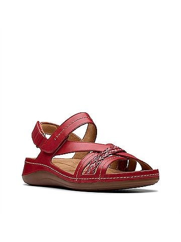 Clarks Women's Cecily Strap Sandal in Red Leather (view 2)