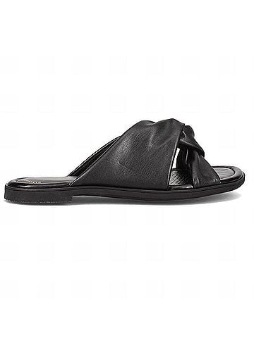 Clarks Women's Reyna Twist Flat Sandal in Black Synthetic (view 2)