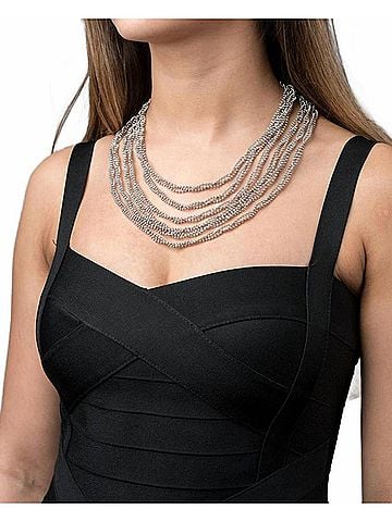 SG Liquid Metal Women's Multiple Strand Necklace in Antique Silver (view 2)