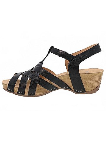 Dansko Women's Tinley Milled Burnished Sandal in Black (view 2)