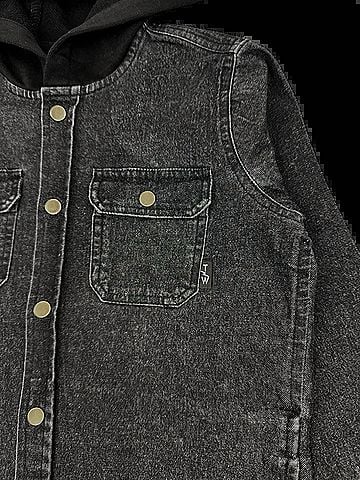 Tiny Whales Kid's Coastline Shacket in Black Denim (view 2)