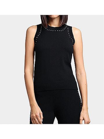 Minnie Rose Western Embellished Tank Top in Black (view 2)