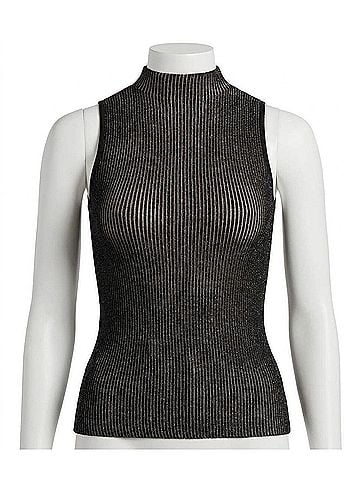 Lucy Paris Gyda Mockneck Tank Top in Black (view 1)