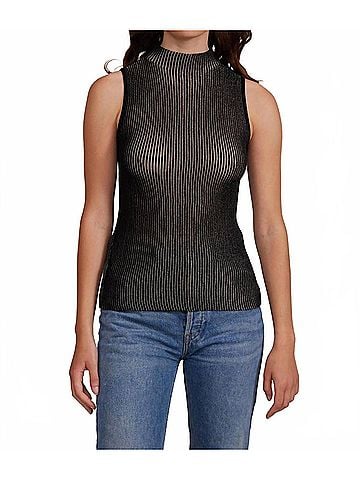 Lucy Paris Gyda Mockneck Tank Top in Black (view 2)