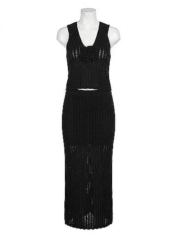 Lucy Paris Nara Rosette Crochet Top in Black (view 1)